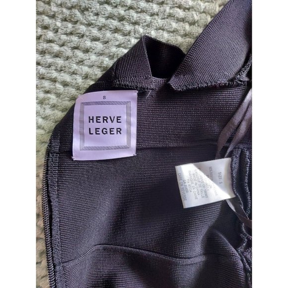 Herve Leger Halter V Neck Bandage Black Dress Bodycon Size: SP New - Picture 7 of 9